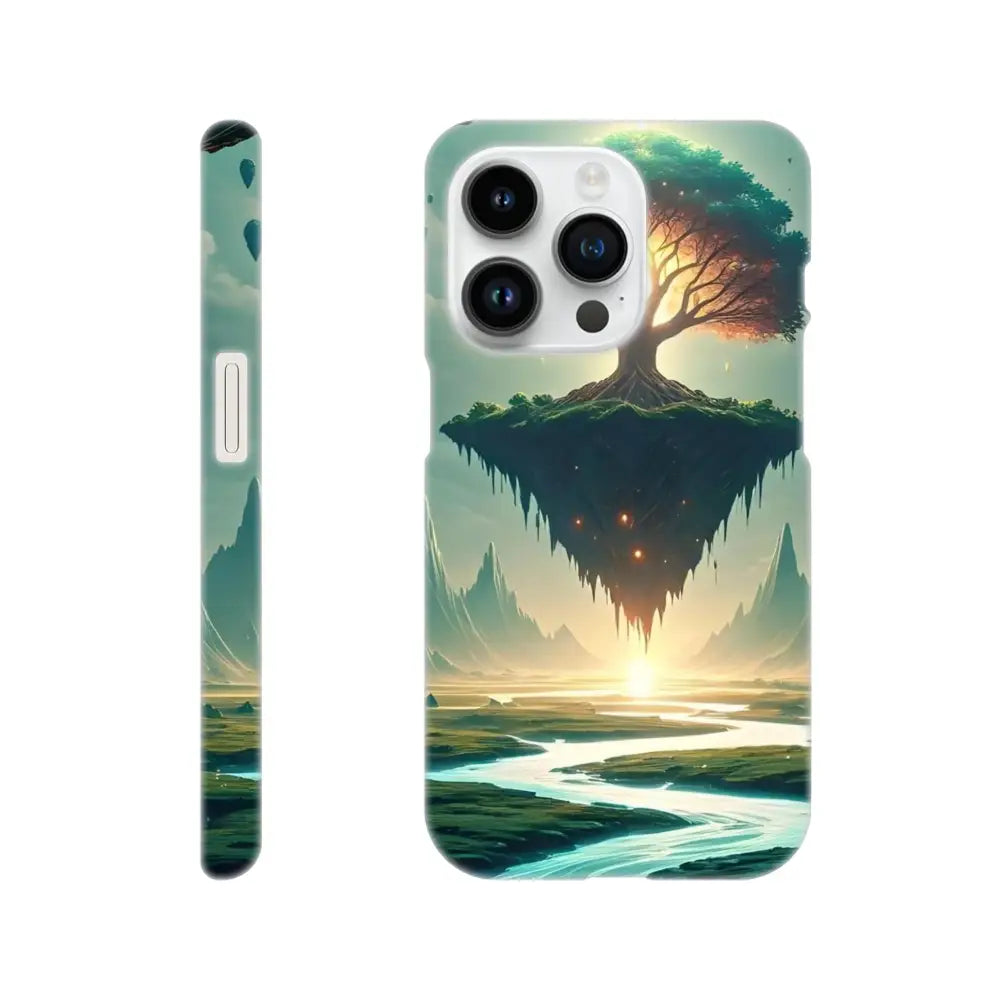 Phone case with fantasy landscape design for Sanctuary of the Skyroot iPhone Slim Case by PixiOnyx Dreamcore Shell