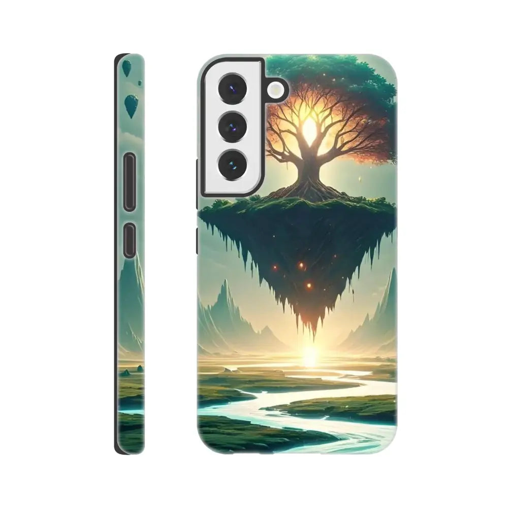 Fantasy landscape phone case featuring Sanctuary of the Skyroot design for Samsung devices
