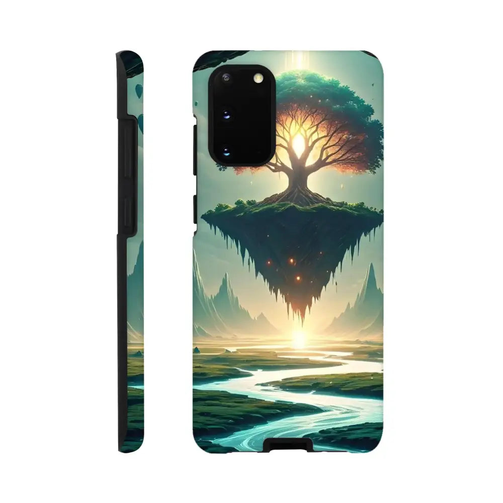 Fantasy landscape phone case featuring Skyroot Sanctuary design for Samsung Tough Case