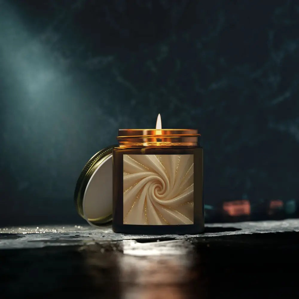 Burning Scented Candle with Swirl Label from PixiOnyx Cashmere Musk Collection
