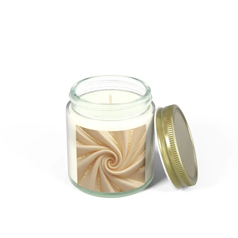 Scented Candle in Glass Jar with Golden Lid for Cashmere Musk PixiOnyx Flame Ritual