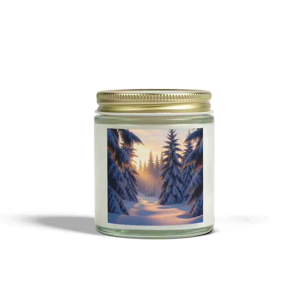 Scented Candle Fraser Fir Forest in a Winter Glow setting with snowy forest background
