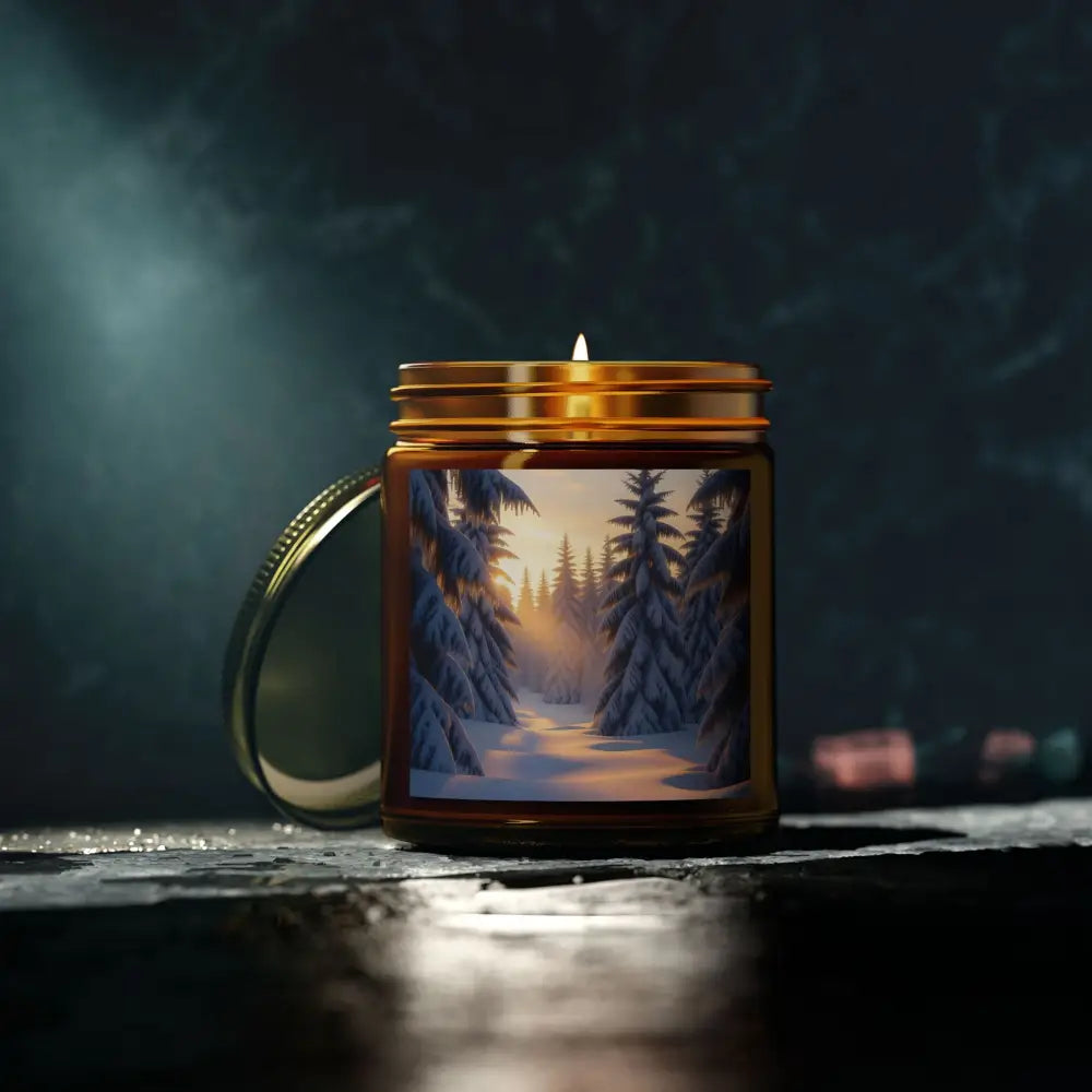 Scented Candle Fraser Fir Forest in a Winter Forest setting for cozy winter ambiance