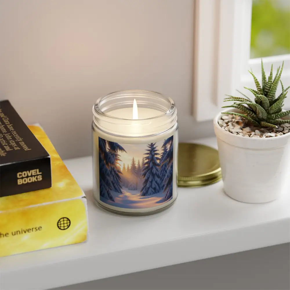 Scented Candle Fraser Fir Forest capturing the cozy essence of winter forest glow