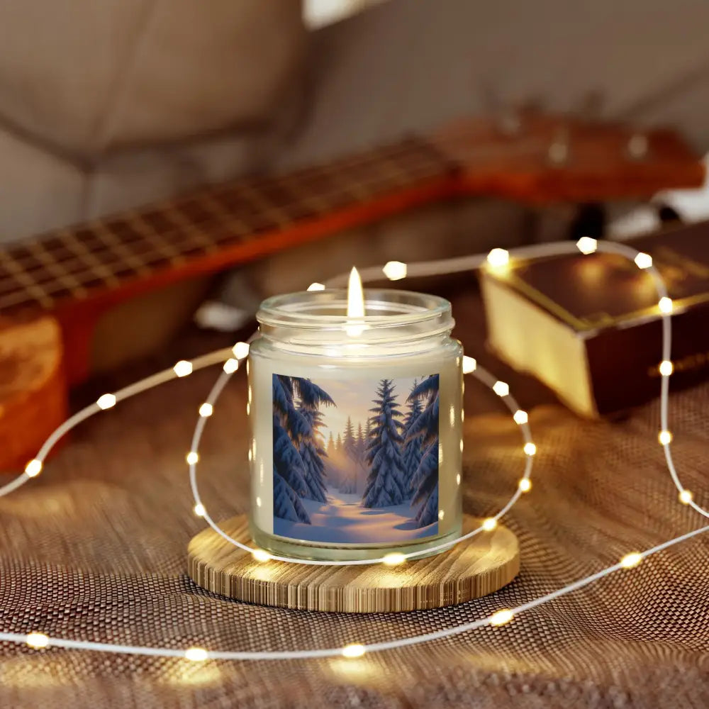 Winter forest candle with Fraser Fir scent for a cozy winter glow ambiance