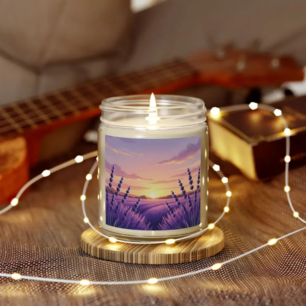 Lavender field candle from PixiOnyx Aromatherapy Glow featuring a calming lavender scent