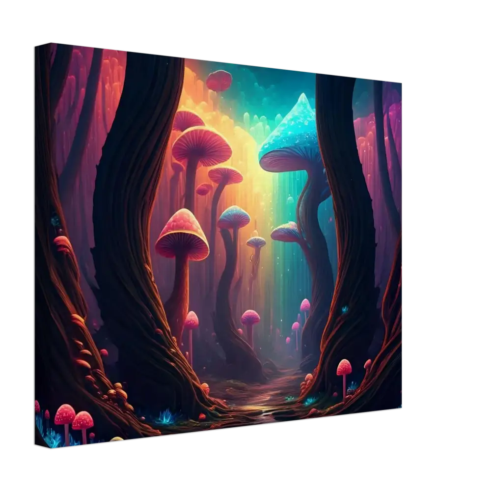 Vibrant mushroom forest canvas artwork for Shroom Bloom The Veil Beyond PixiOnyx Fungi Wrap