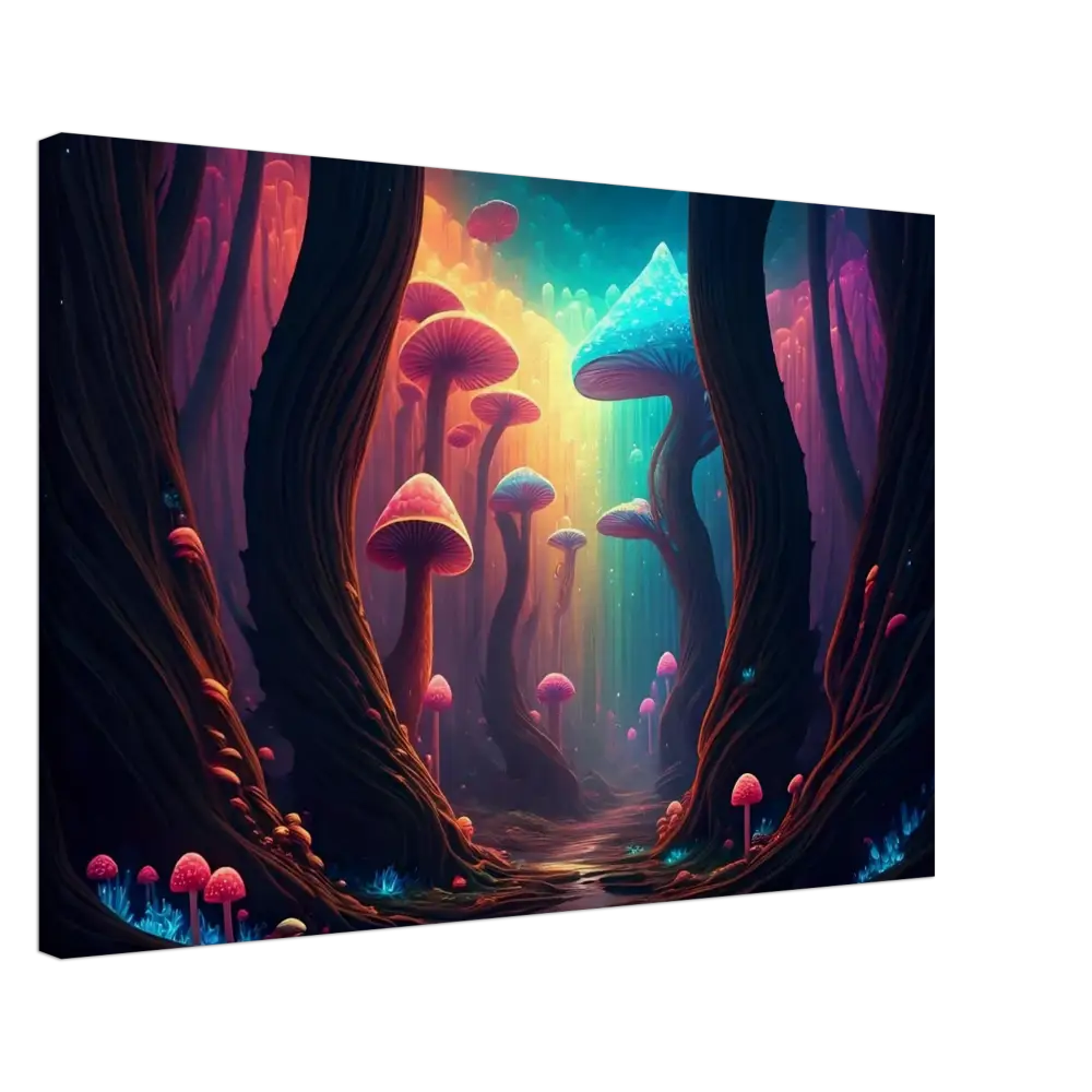 Vibrant Mushroom Forest on Shroom Bloom Canvas by PixiOnyx Ethereal Fungi Wrap