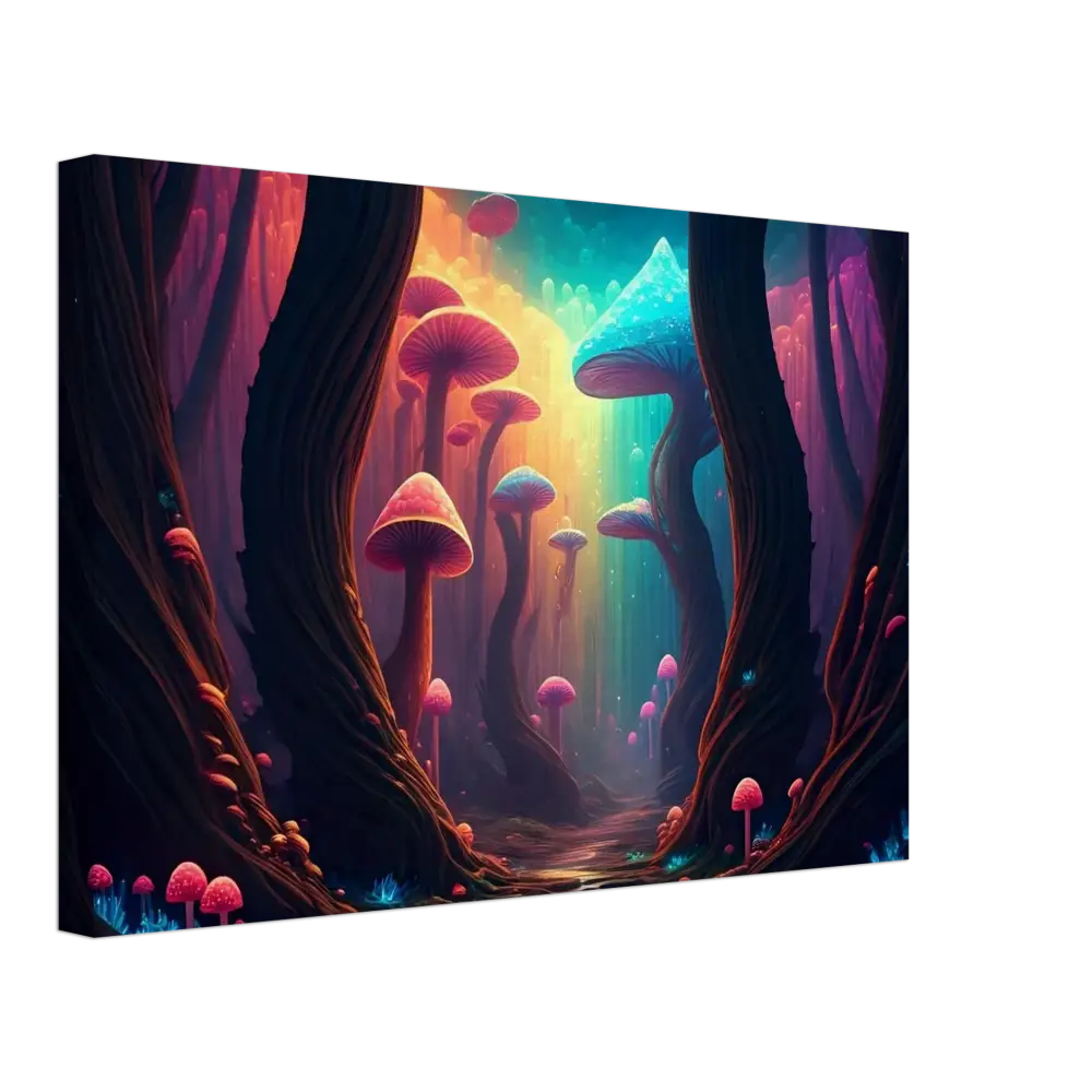 Vibrant mushroom forest fantasy art on canvas for Shroom Bloom The Veil Beyond PixiOnyx