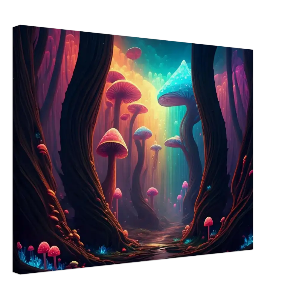 Surreal mushroom forest artwork on Canvas for Shroom Bloom The Veil Beyond by PixiOnyx