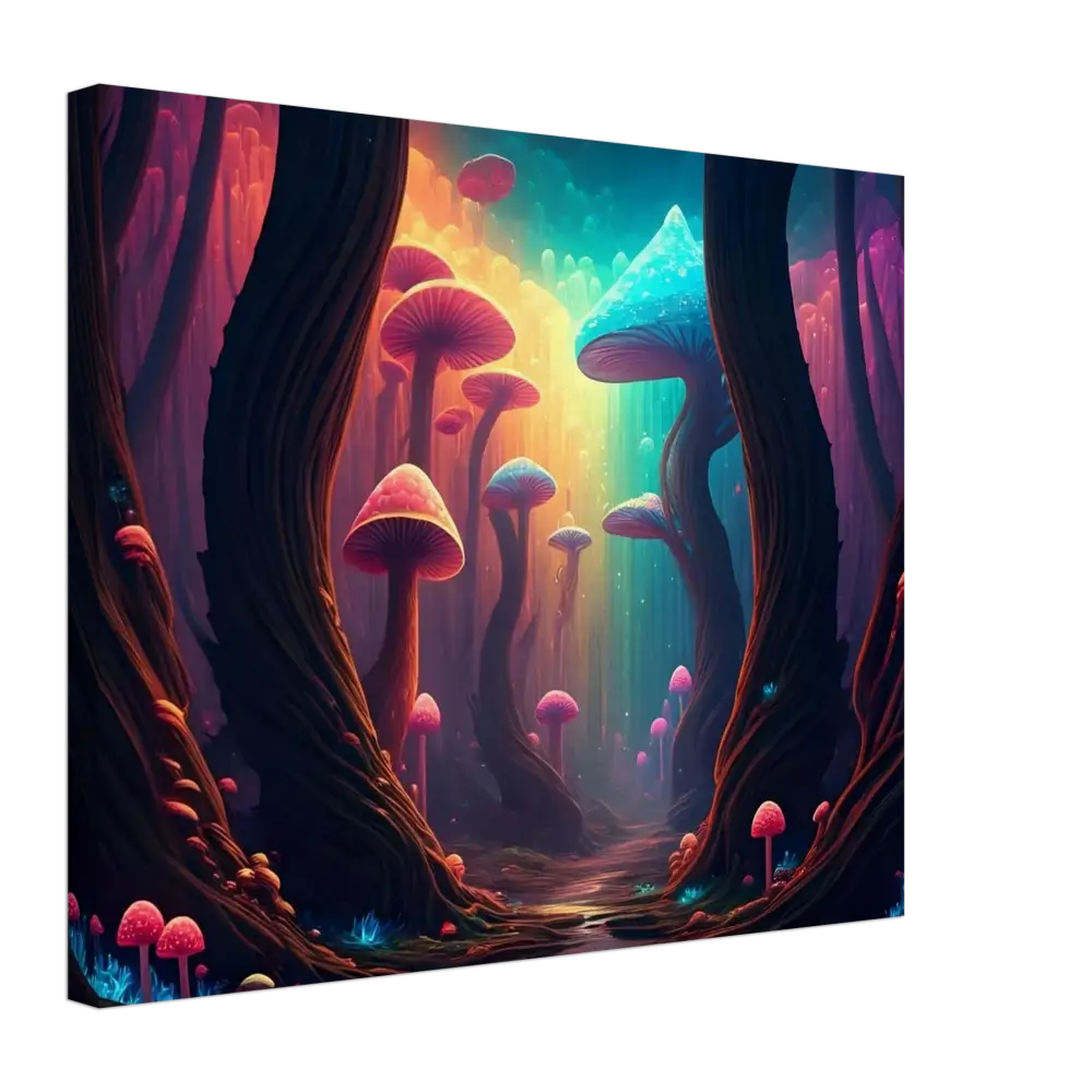 Whimsical mushroom forest scene on PixiOnyx Ethereal Fungi Wrap for Shroom Bloom product