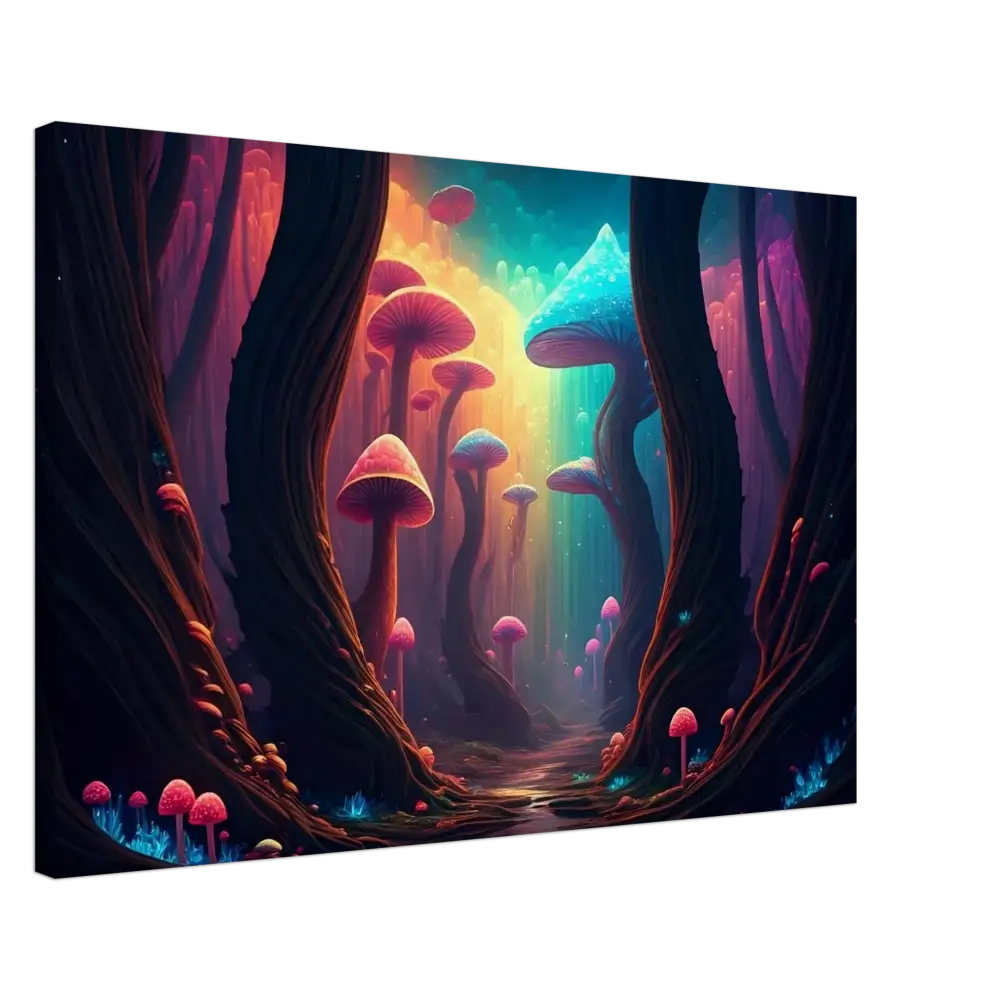 Surreal mushroom forest artwork on PixiOnyx Ethereal Fungi Wrap for Shroom Bloom product