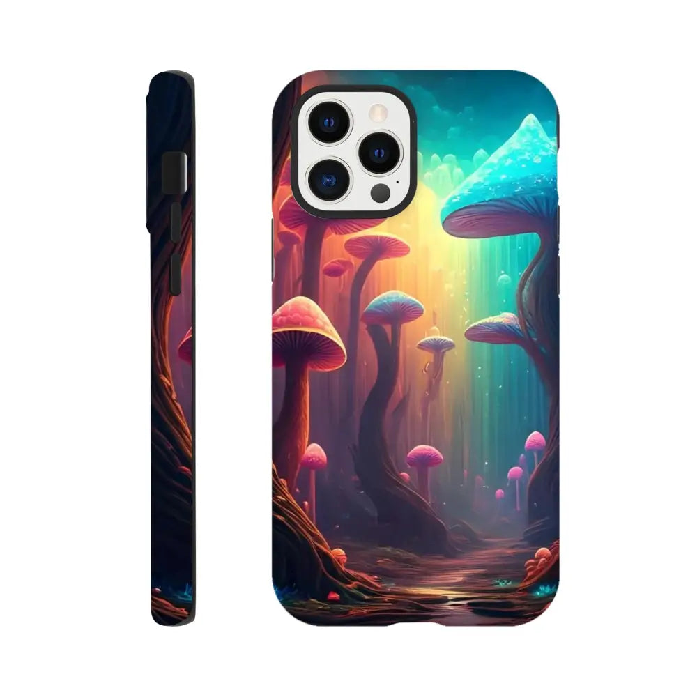 Mushroom forest phone case for iPhone featuring Trippy Forest Armor design by PixiOnyx