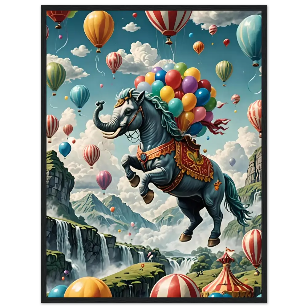 Fantasy horse-elephant hybrid with balloons on Skybound Majesty Premium Matte Paper poster