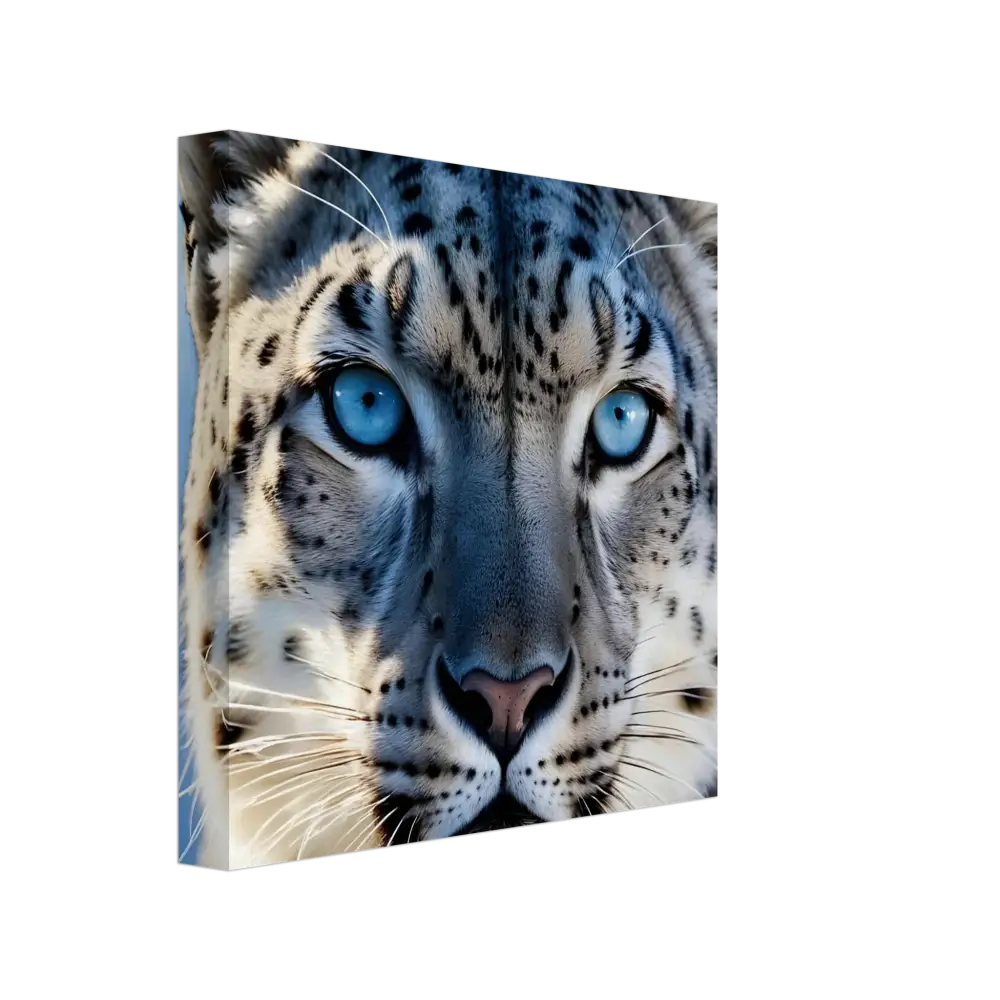 Snow Leopard Canvas Print displayed in PixiOnyx Wildlife Display titled Glacier Gaze