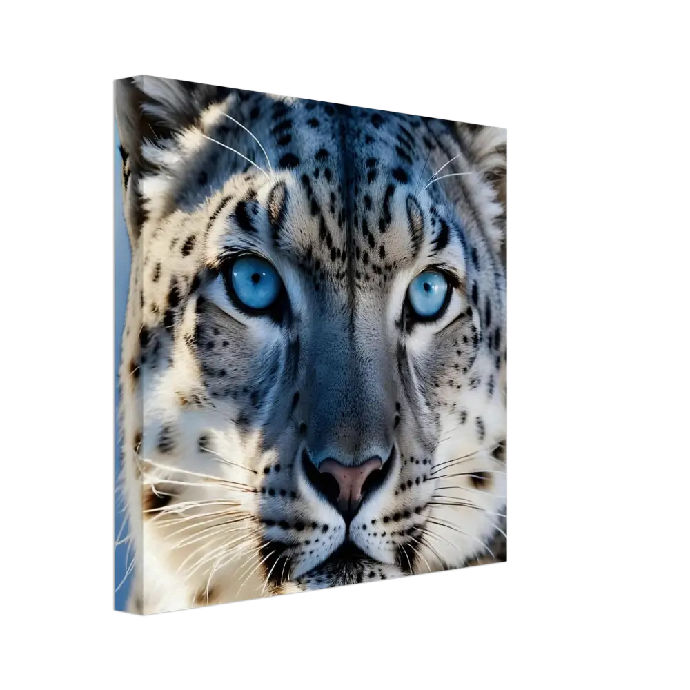 Snow Leopard Canvas Print displayed in PixiOnyx Wildlife Display Glacier Gaze