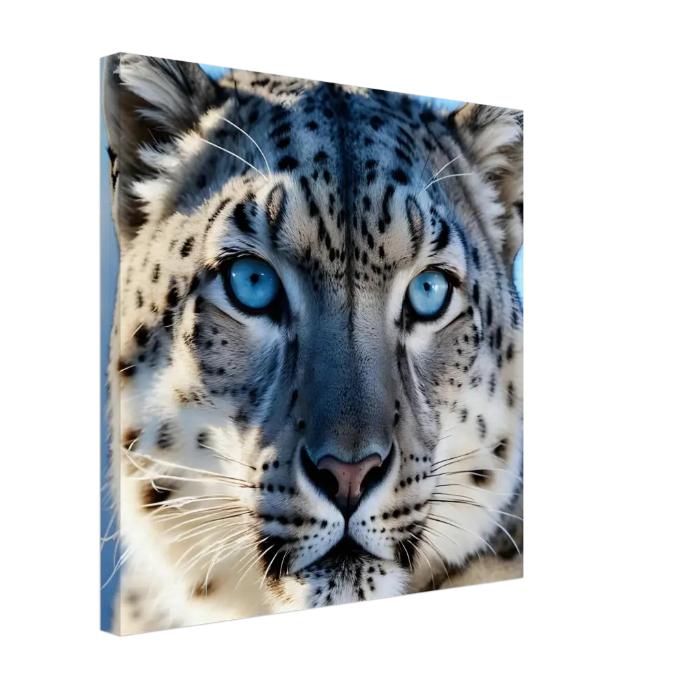 Snow Leopard Canvas Print displayed in Glacier Gaze product by PixiOnyx Wildlife