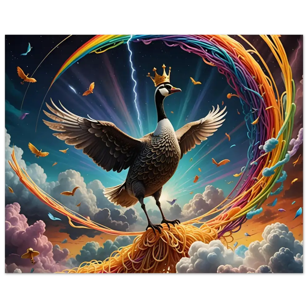 Regal Goose perched on Spaghetti in Divine Noodleflight PixiOnyx Fine Art Print