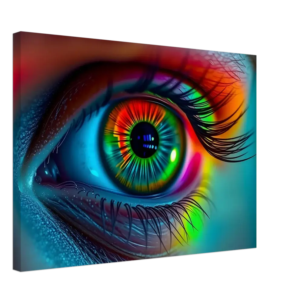 Colorful human eye art on Spectrum Vision Canvas Chromatic Pulse PixiOnyx Wall Art