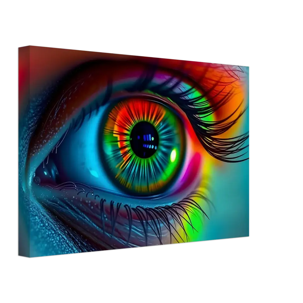 Colorful Eye Art on Spectrum Vision Canvas Chromatic Pulse Surrealist Wall Art