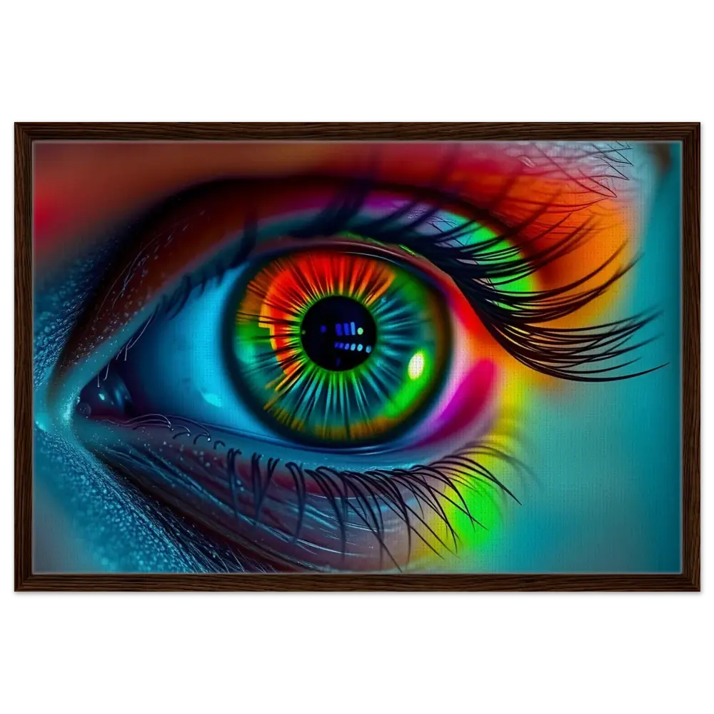 Colorful eye artwork on Spectrum Vision Framed Canvas Trance Core PixiOnyx Floating Frame