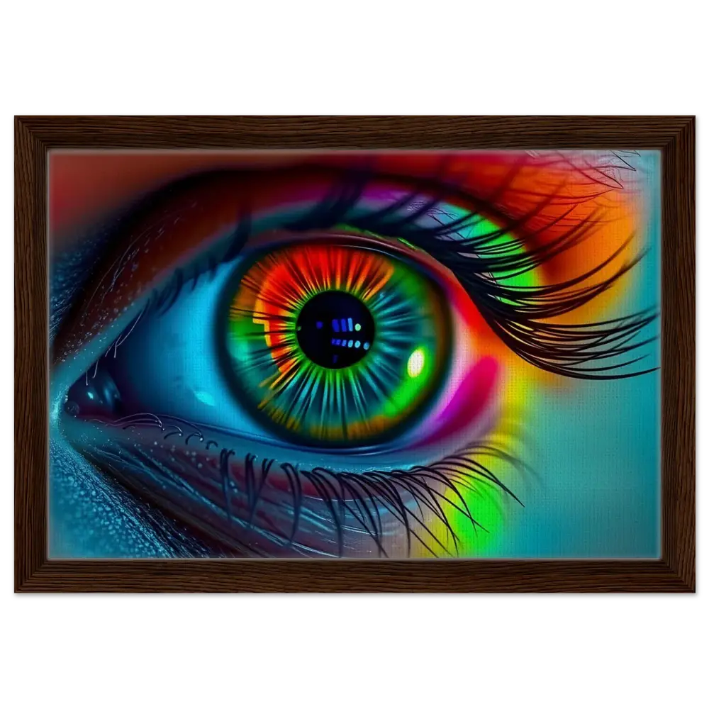 Framed colorful eye artwork for Spectrum Vision Trance Core PixiOnyx Canvas Display