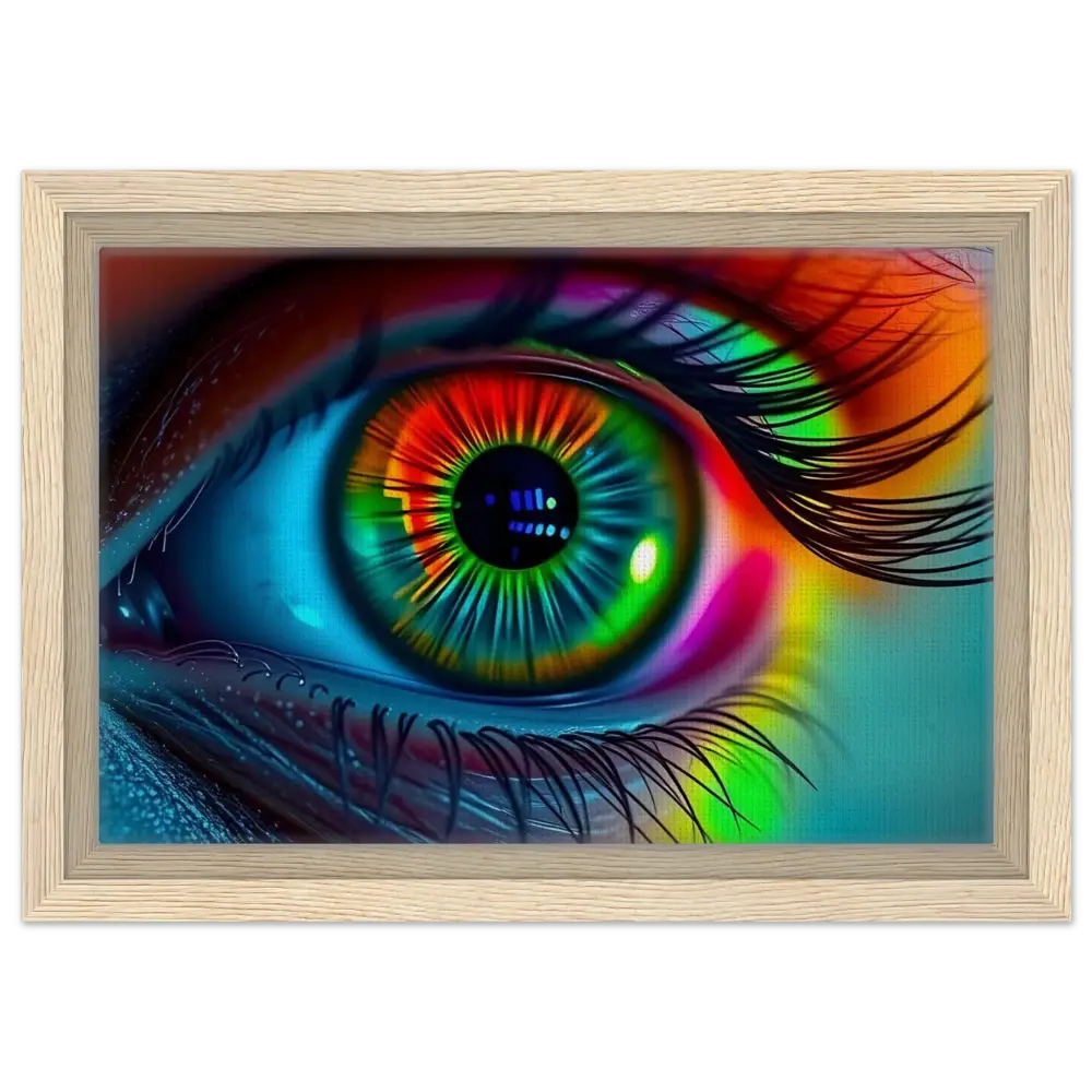 Framed colorful eye art from Spectrum Vision Trance Core Canvas by PixiOnyx
