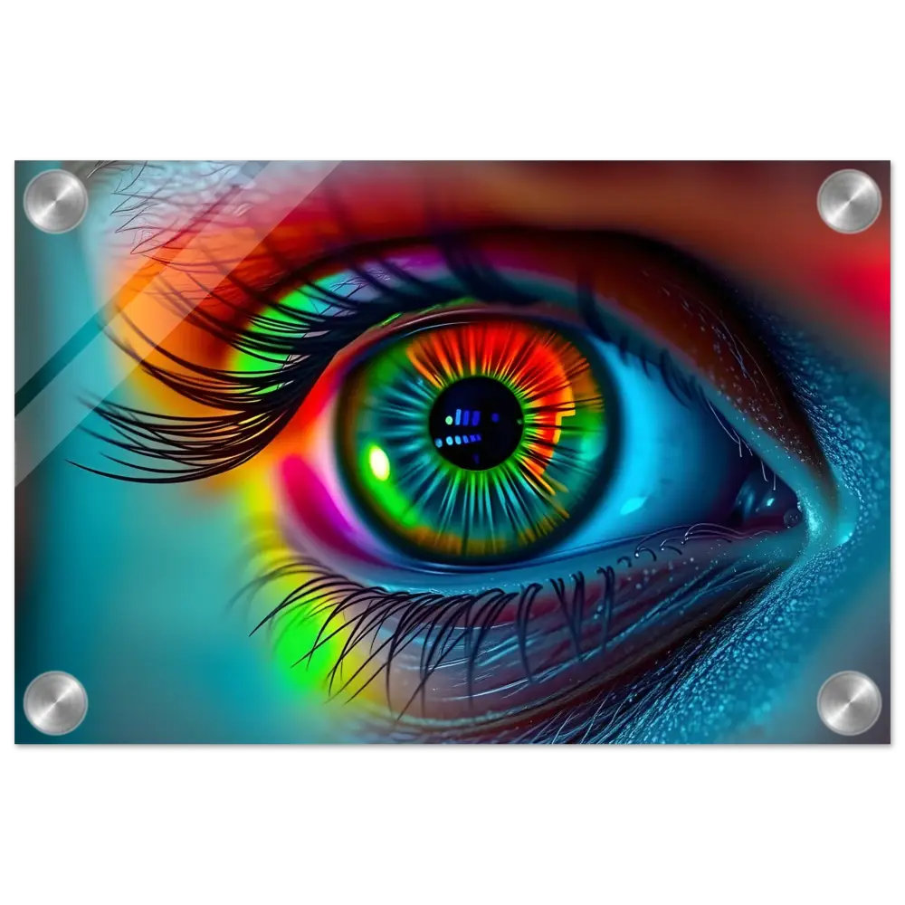 Colorful eye art acrylic print Spectrum Vision Mirrored Lucid Counterpoint PixiOnyx