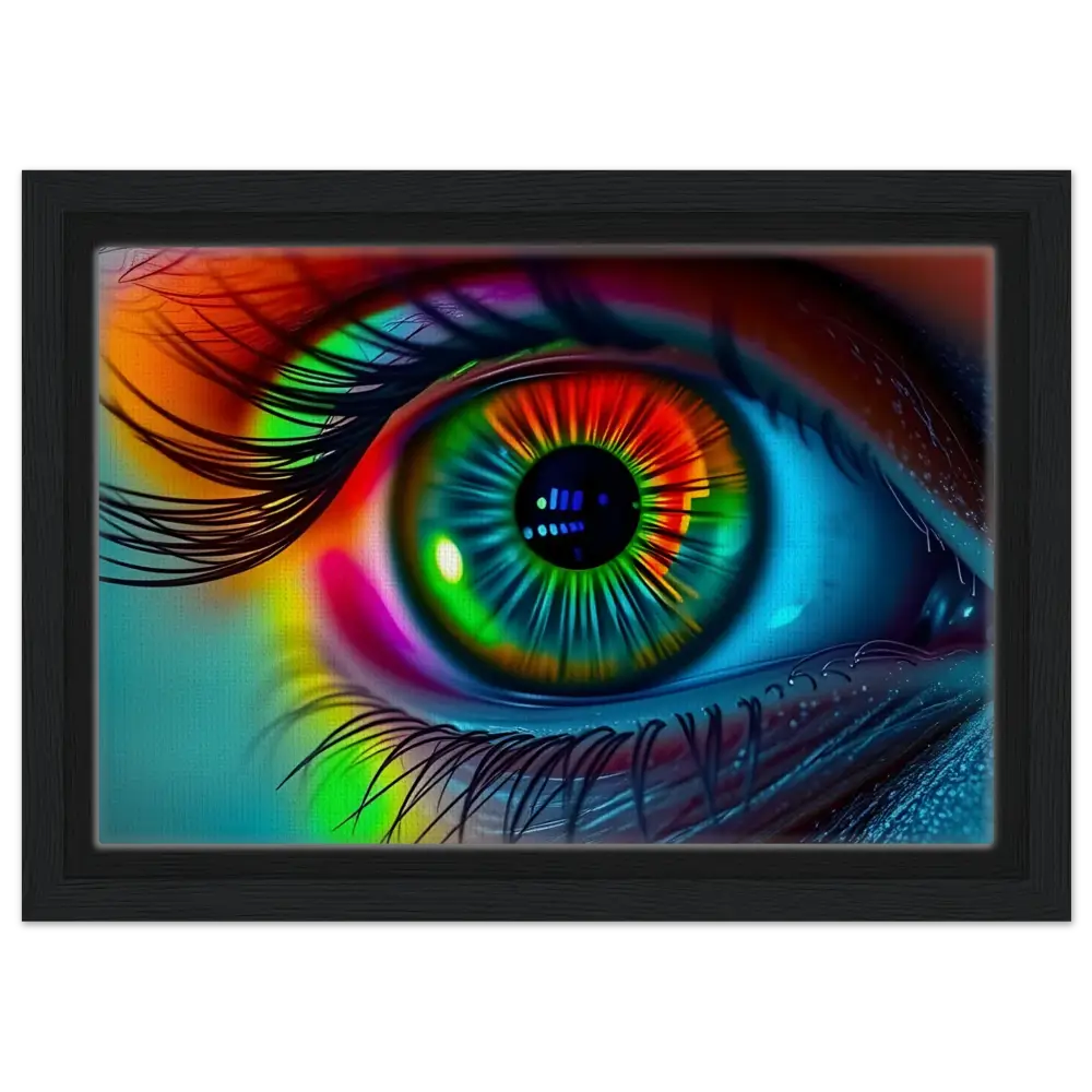 Framed rainbow eye art from Spectrum Vision Mirrored Canvas Chromatic Mirror by PixiOnyx