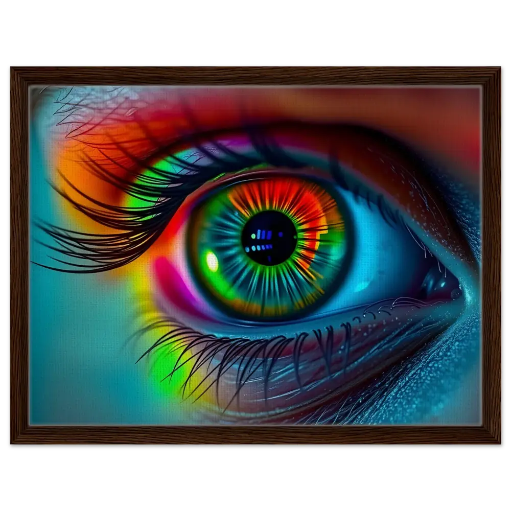 Framed colorful eye art from Spectrum Vision Mirrored Canvas by PixiOnyx