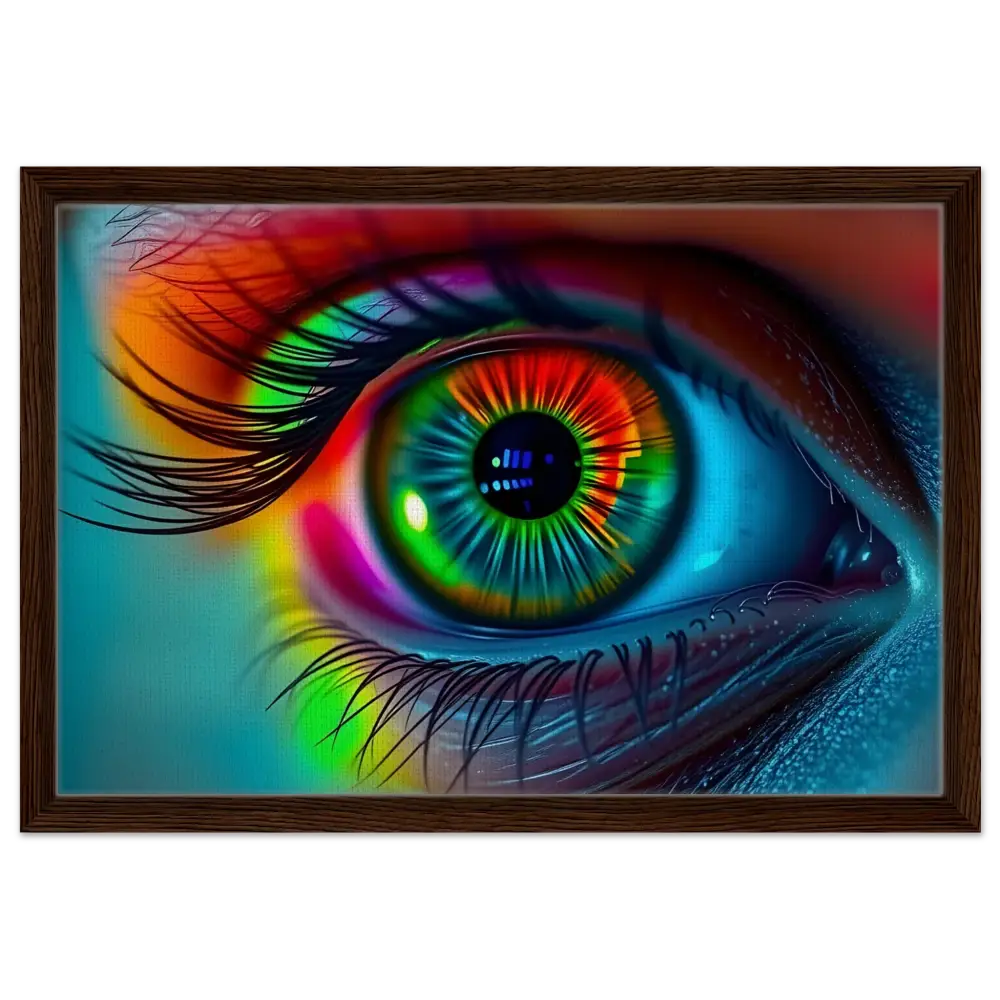 Framed colorful eye artwork from Spectrum Vision Mirrored Canvas by PixiOnyx