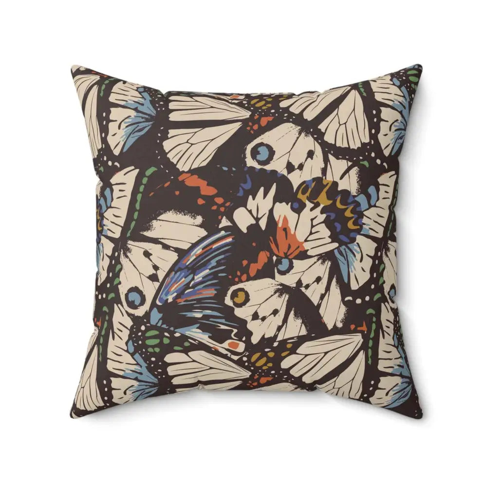Square pillow with vibrant butterfly garden bloom pattern for garden bloom decor