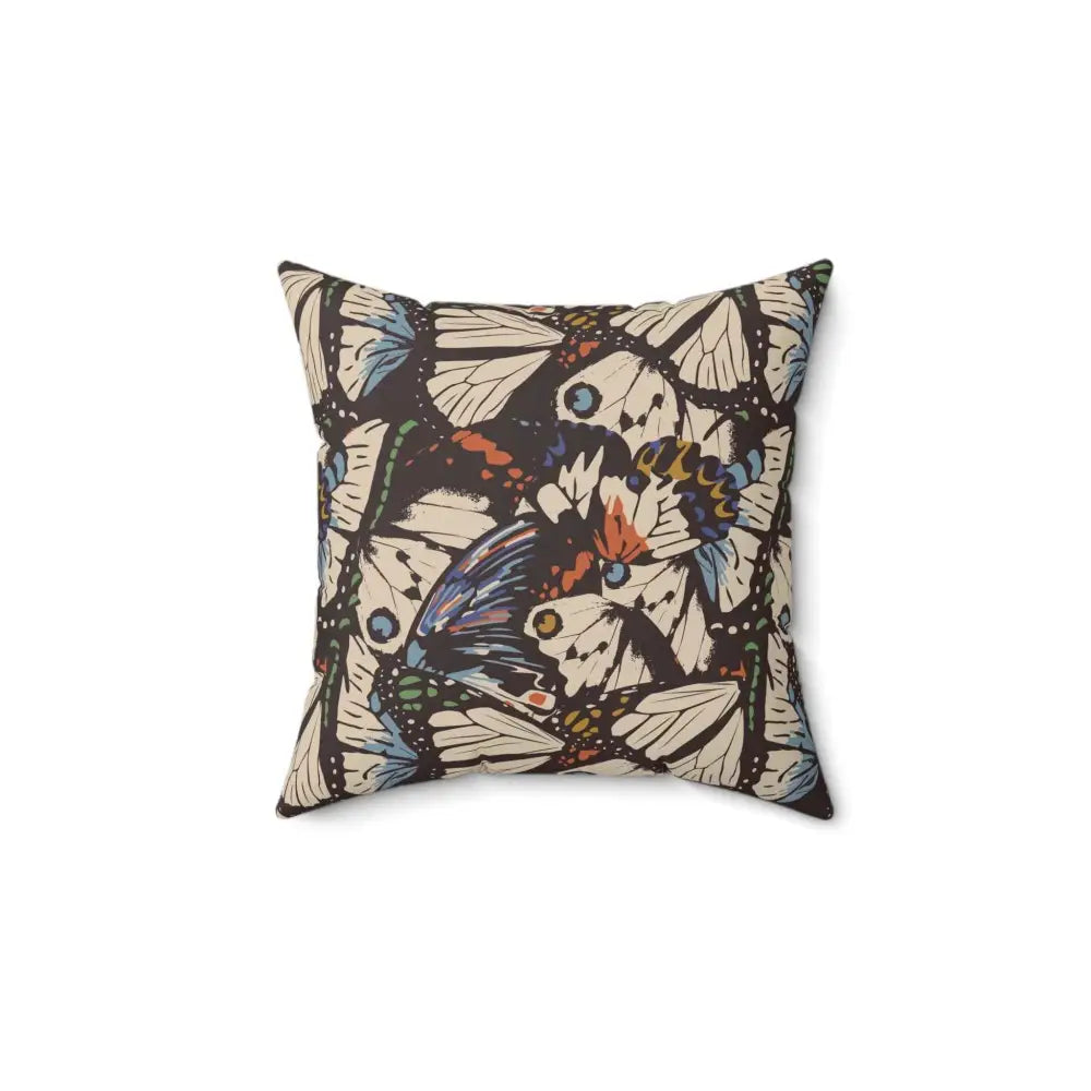 Square Pillow Butterfly Garden Bloom with butterfly pattern on dark background for garden bloom