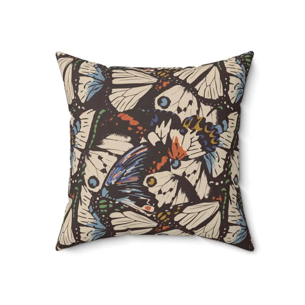 Square Pillow Butterfly Garden Bloom with intricate butterfly pattern and colorful accents