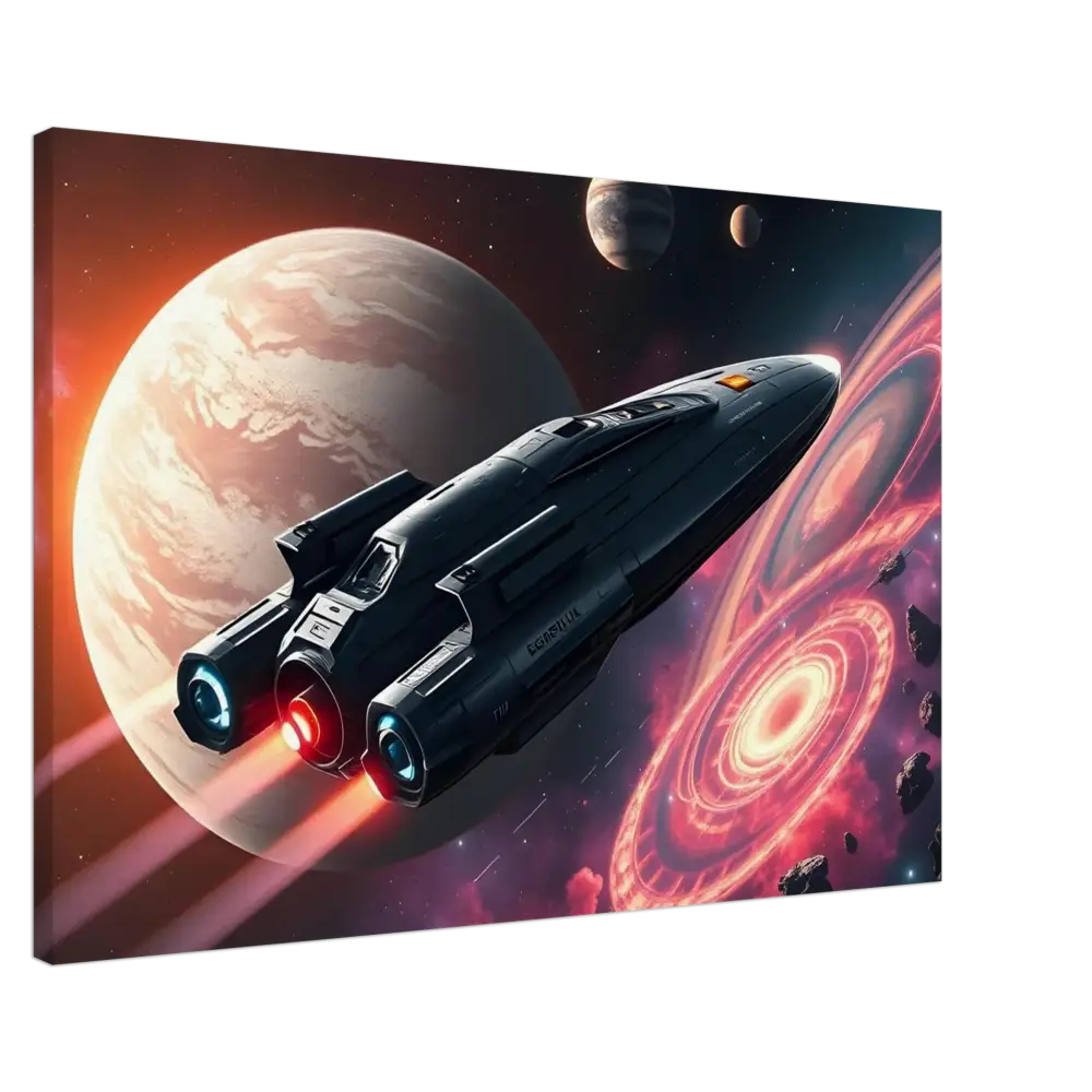 Spacecraft canvas print from Starship Voyager cinematic space adventure by PixiOnyx
