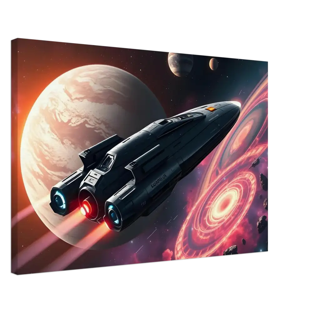 Canvas print of a spaceship in space from Starship Voyager cinematic art by PixiOnyx