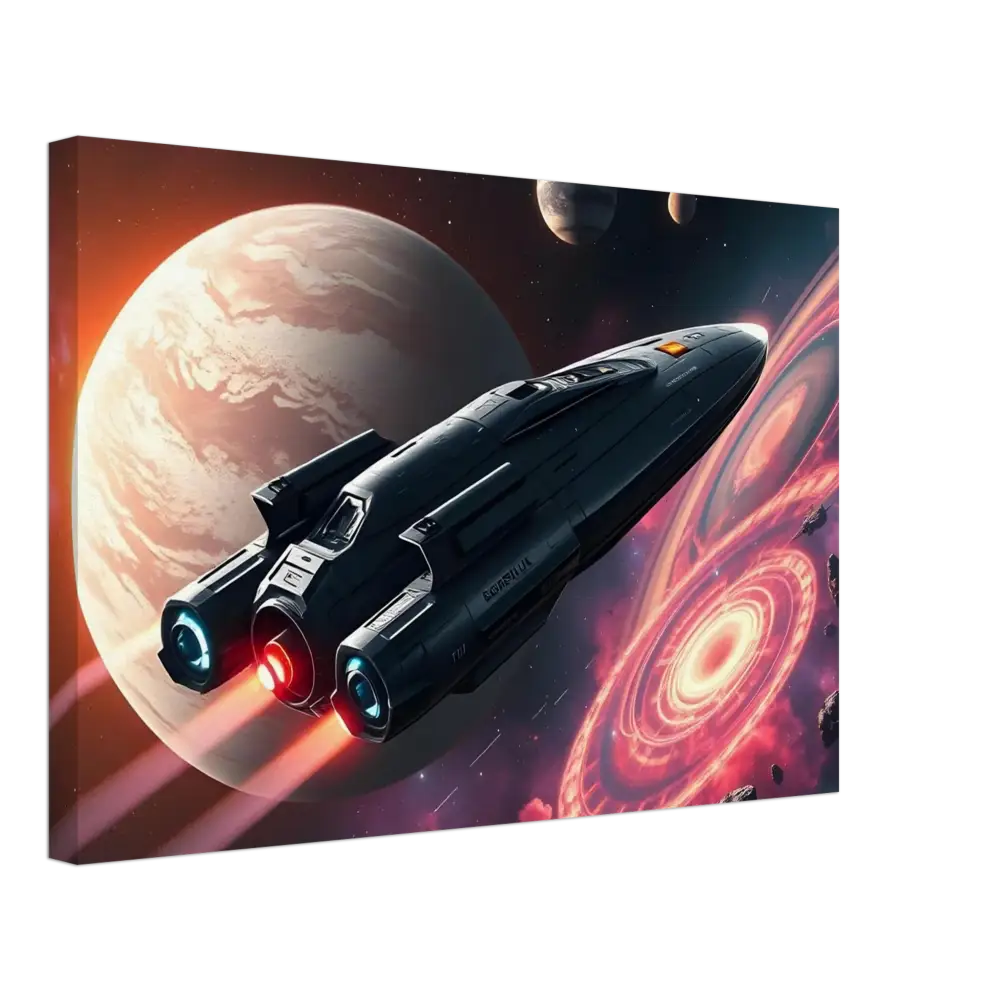 Framed spaceship artwork from Starship Voyager Stretched Canvas cinematic space adventure