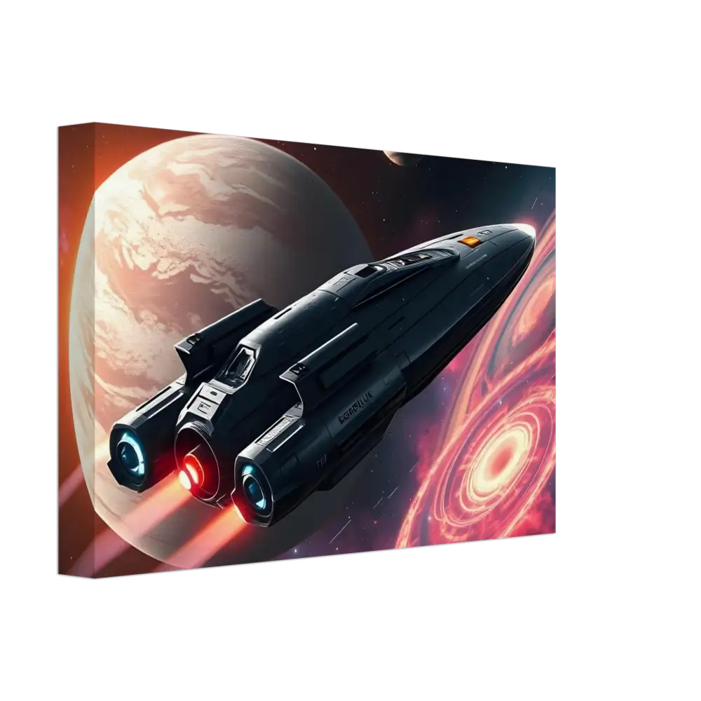 Framed spaceship art from Starship Voyager Stretched Canvas Cinematic Space Adventure by PixiOnyx