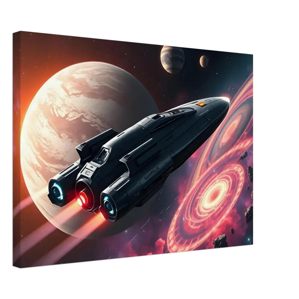 Spaceship canvas print from Starship Voyager – Stretched Canvas by PixiOnyx showcasing cinematic space adventure