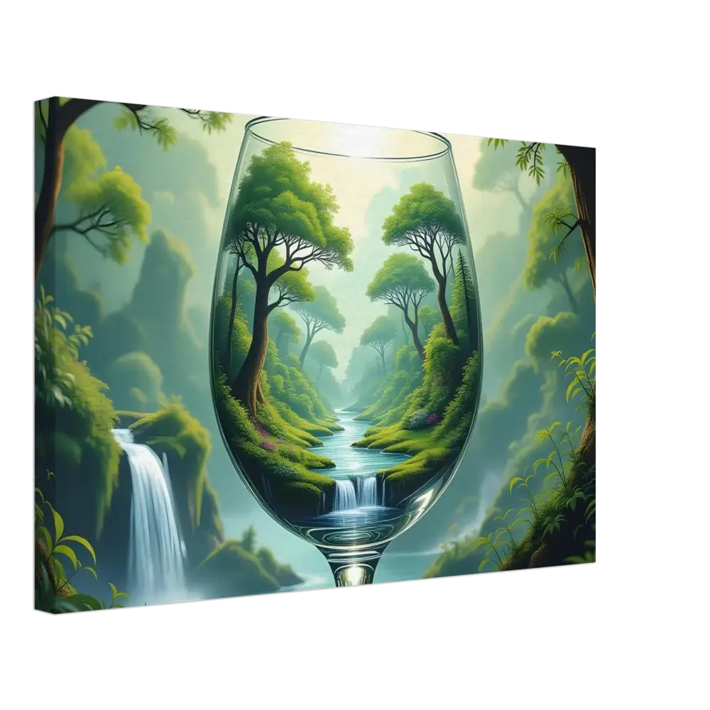 Wine glass landscape painting on Surreal Forest Canvas in PixiOnyx Natureflow Wrap