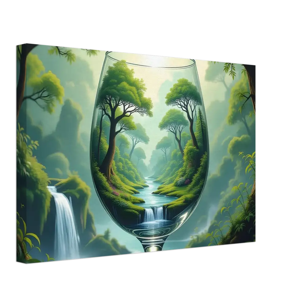 Nature scene inside a wine glass on Surreal Forest Canvas – PixiOnyx Natureflow Wrap