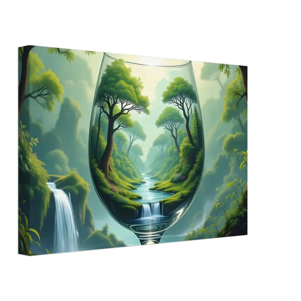 Nature scene within a wine glass on Surreal Forest Canvas World in a Glass PixiOnyx Natureflow Wrap