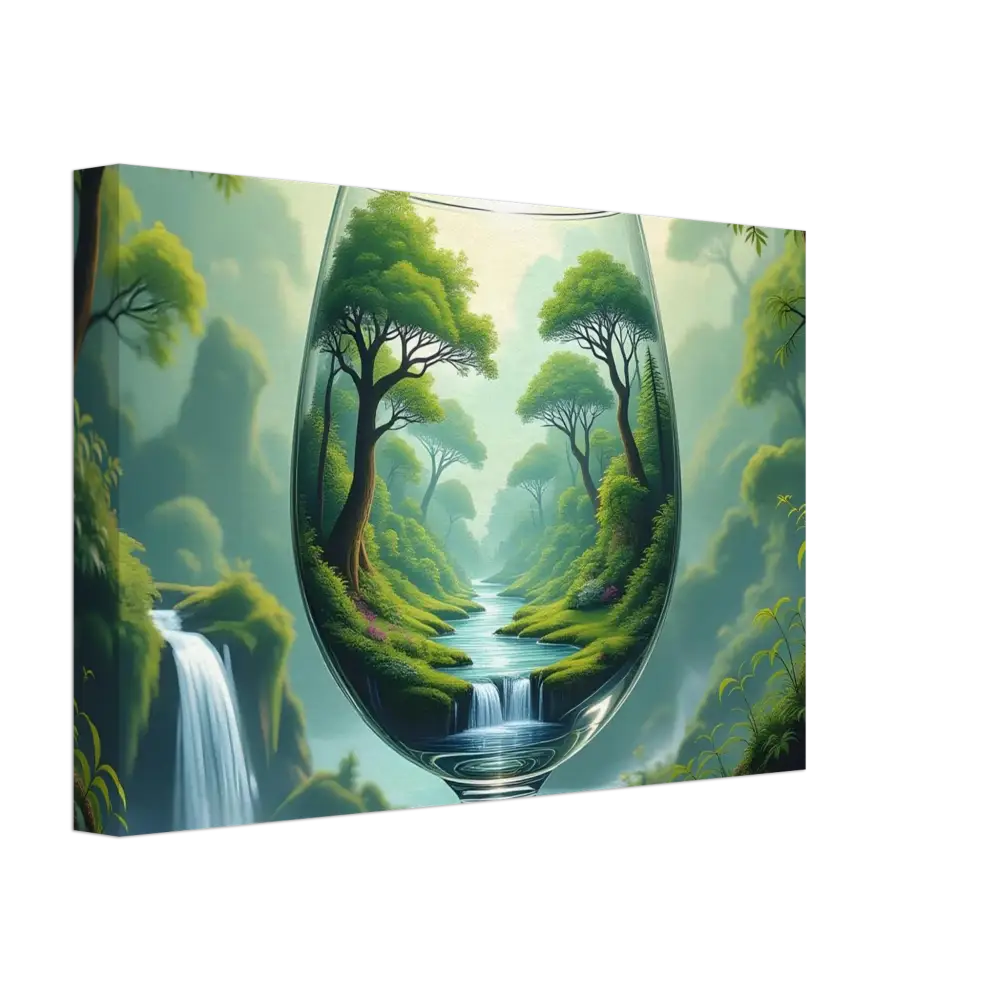 Wine glass landscape artwork on the Surreal Forest Canvas by PixiOnyx Natureflow Wrap