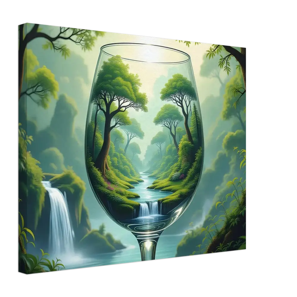 Wine glass with lush forest landscape on PixiOnyx Natureflow Wrap product