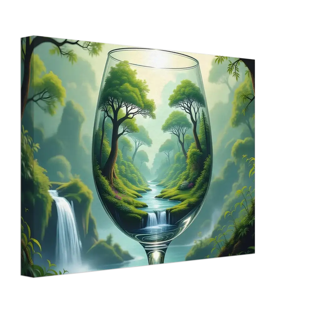 Wine glass landscape painting on Surreal Forest Canvas in PixiOnyx Natureflow Wrap