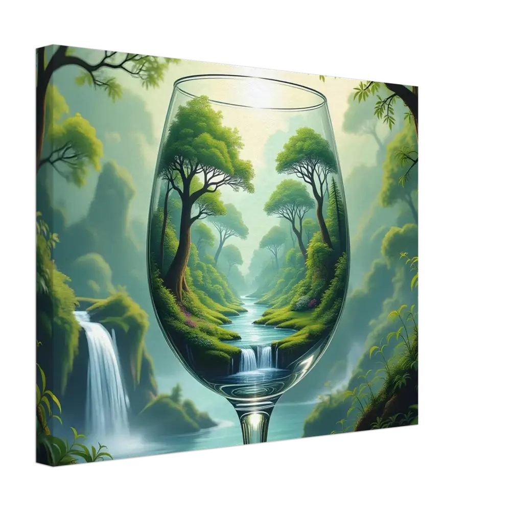 Nature scene within a wine glass for Surreal Forest Canvas PixiOnyx Natureflow Wrap