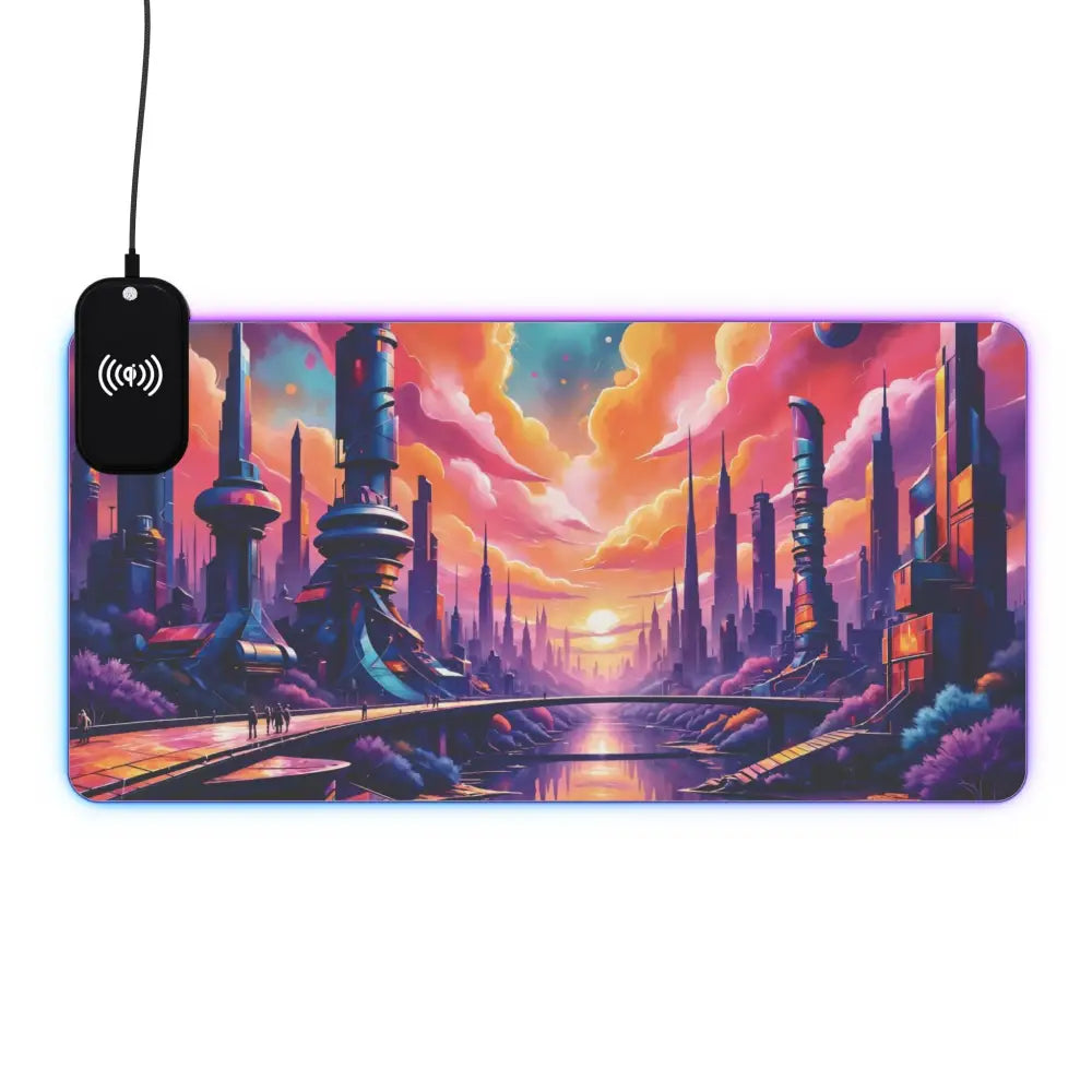 Gaming mouse pad with RGB light strip and built-in wireless charging for seamless gaming sessions