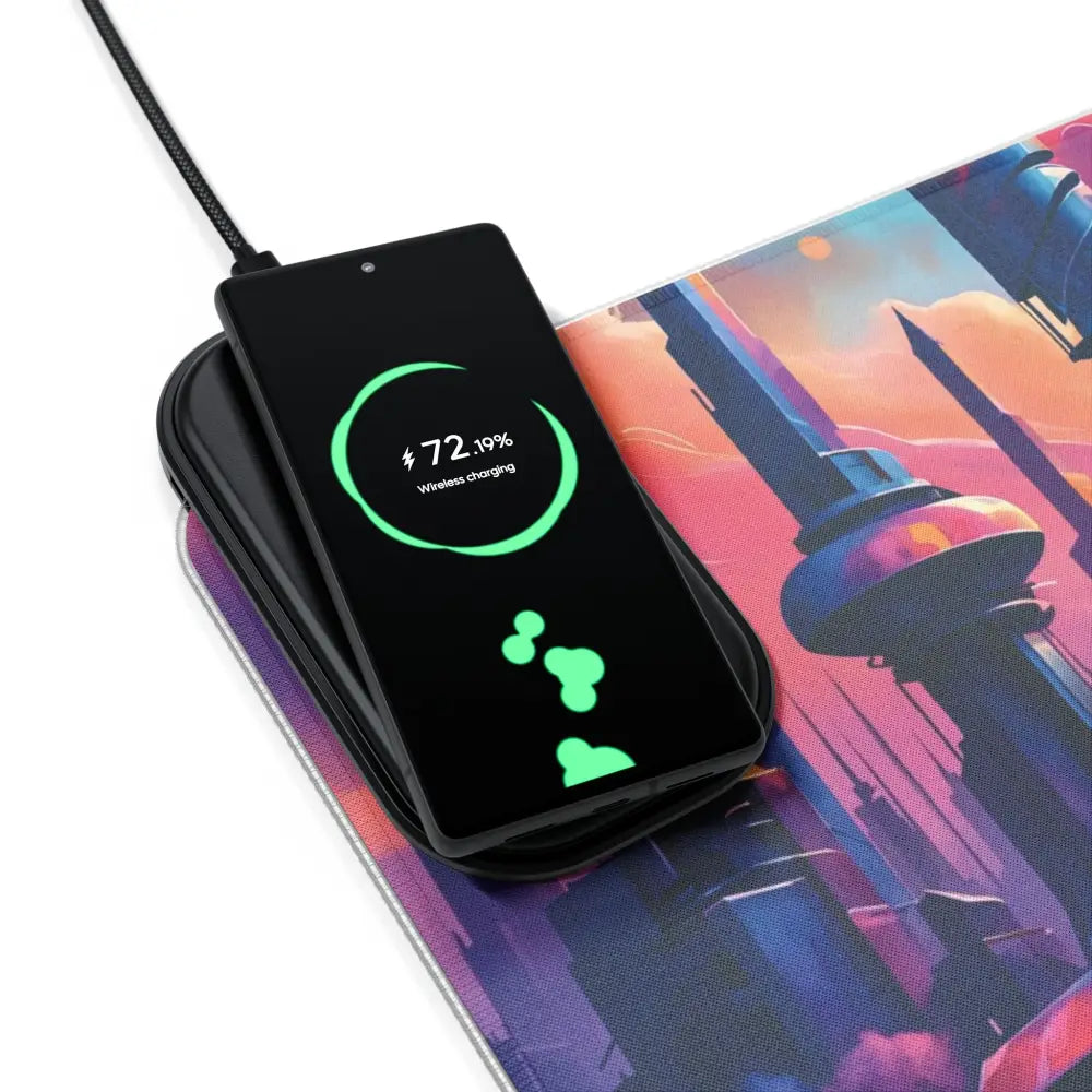 Wireless charging on Symphony of Tomorrow RGB Gaming Mouse Pad Cosmic Desk Mat
