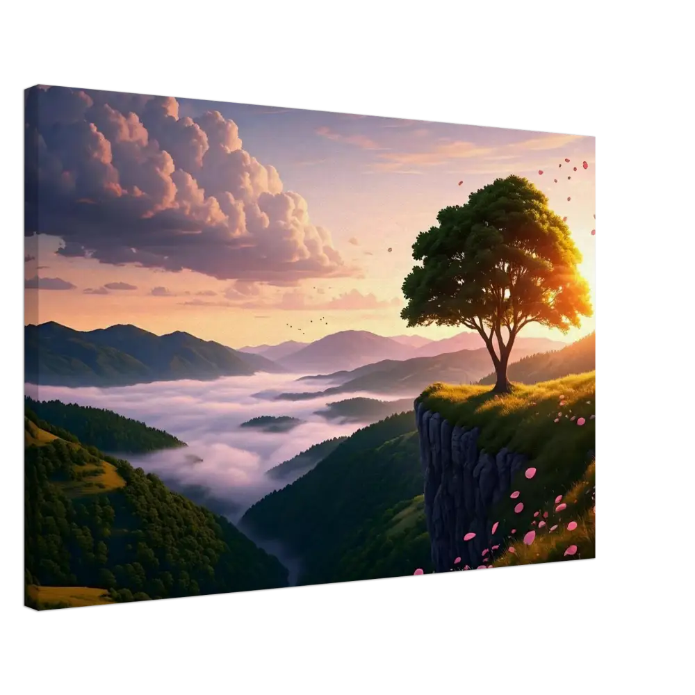 Mountain landscape canvas art titled The Edge of Dawn Canvas Print showing a serene sunrise