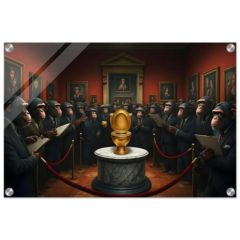 Golden Toilet on Display from The Golden Throne Acrylic Print by PixiOnyx Crystal-Clear Comedy Classic